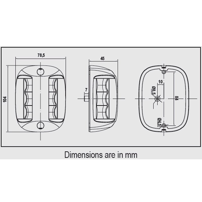 Fos Led 20 Mastheadhead Light Dimensions Image 2