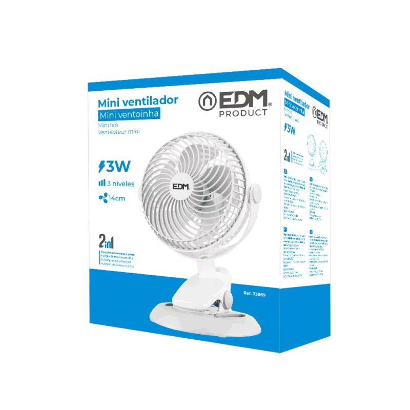 EDM Mini Fan 3W With Clip Image 2